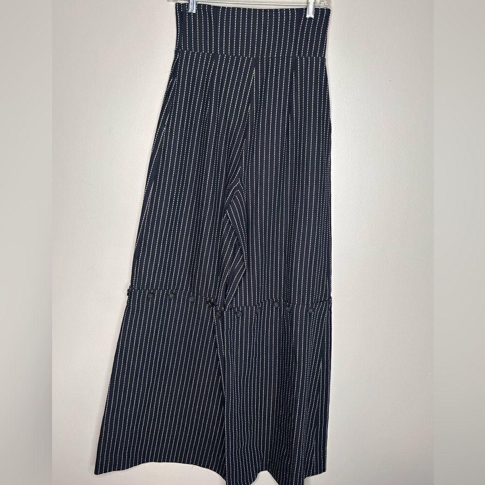 ROSIE ASSOULIN Sailor Pinstripe Wide Leg Button Detail Pants NWT - Picture 3 of 4
